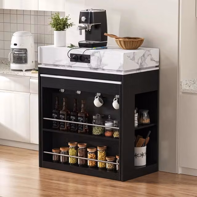 Tavolo da Pranzo Allungabile Pieghevole con Rotelle e Prese ¨C Xylo ¨C Nero