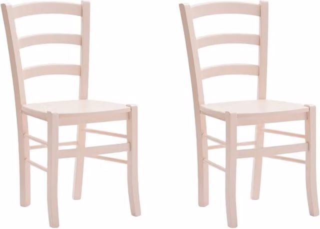 Set di 2 sedie shabby chic in legno di faggio laccato rosa per la tua cucina Mobili 2G
