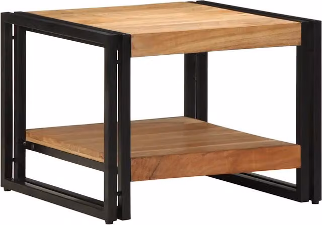 Tavolino da salotto quadrato vidaXL in legno di acacia e metallo marrone L/P/H: 50 x 50 x 38 cm