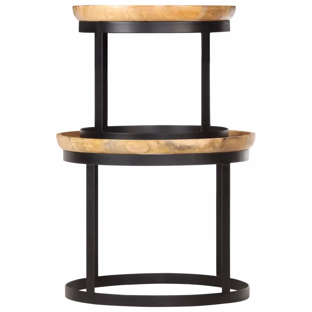 Set di 2 tavolini rotondi Design In in legno di mango e metallo nero stile industrial – 2