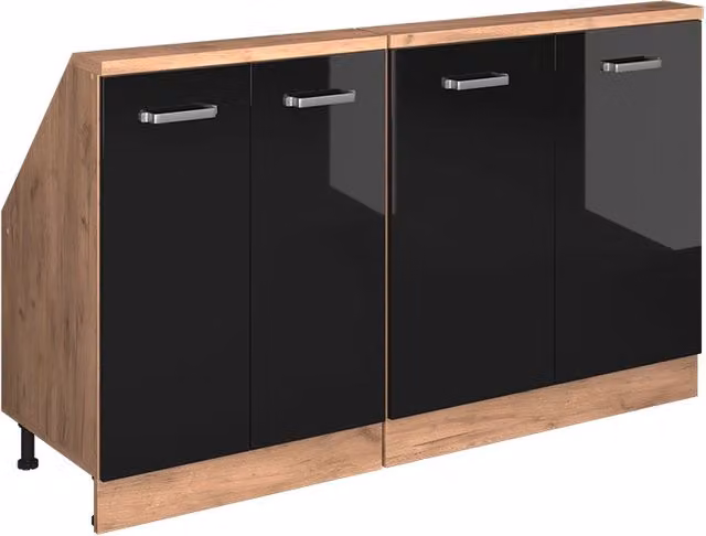 Set di mobili sottotetto Rion Nero lucido/Rovere dorato Set di 2 Vicco