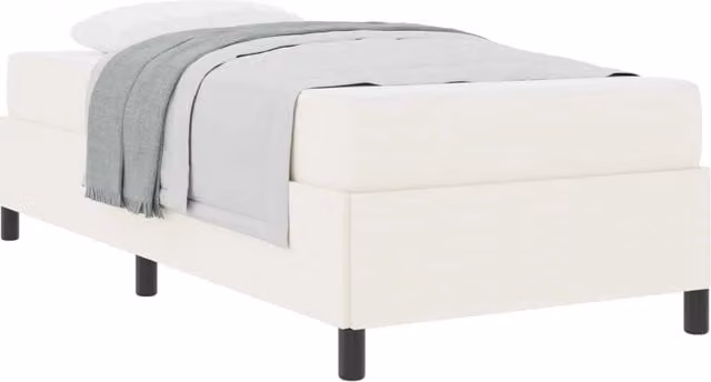 Letto singolo | Letto per adulti | Struttura del letto con materasso Crema 80 x 200 cm Tessuto