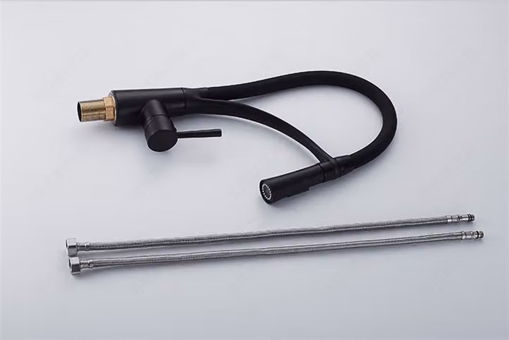 Rubinetto da cucina, 44 cm, oro, 360°, bocca girevole, Pelican Black Pure