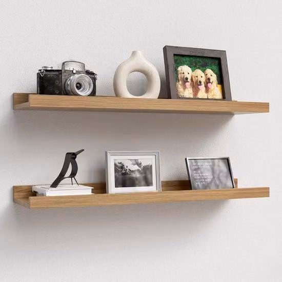 Set di 2 pannelli a parete in legno di faggio – Listelli in legno moderni per foto e decorazioni