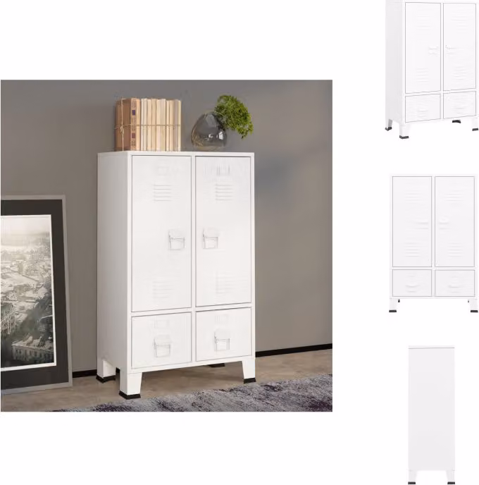 vidaXL Armadio stile industriale bianco 67x35x107 cm in acciaio - Armadi