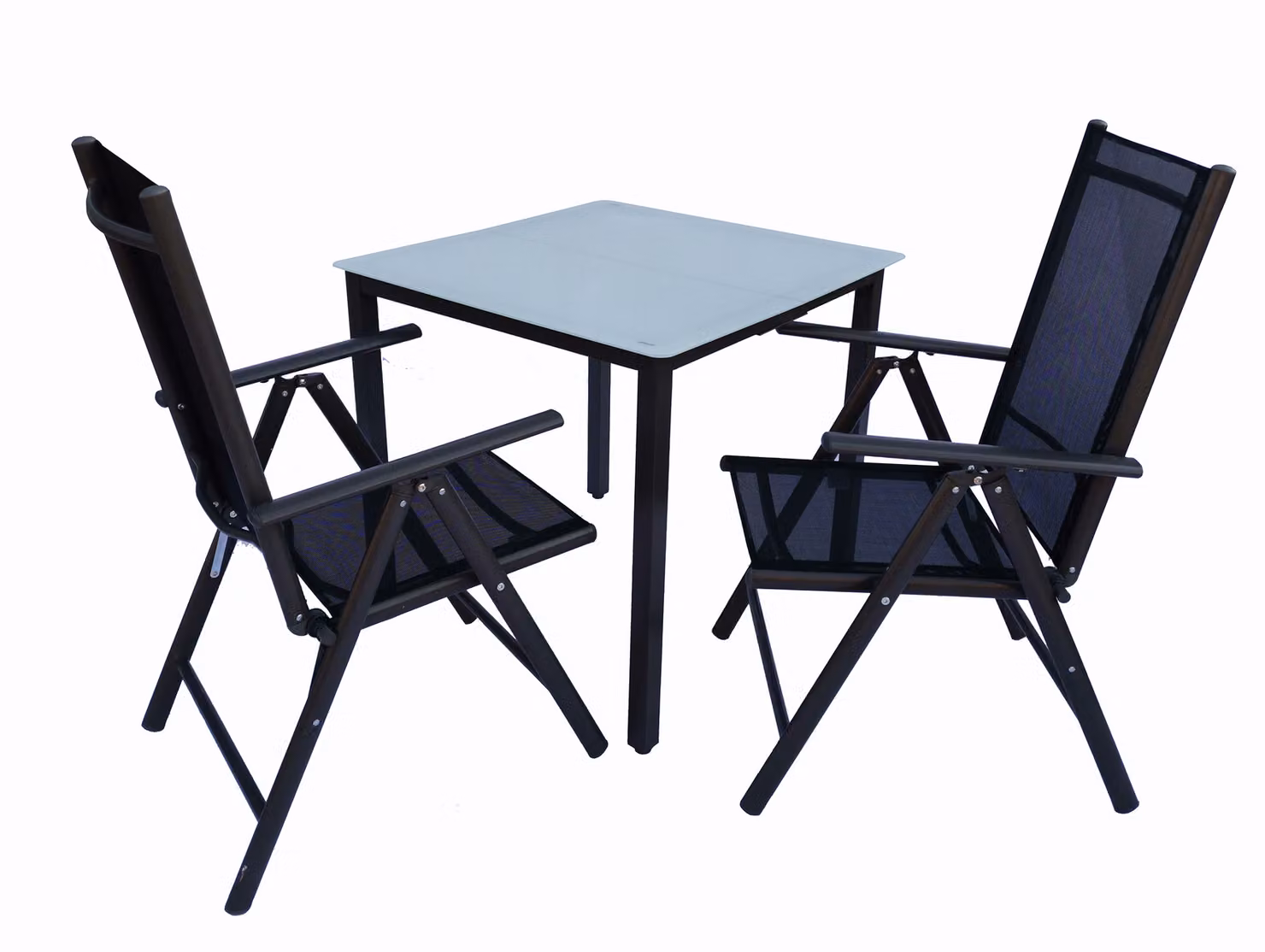 3 parti Set mobili da giardino / gruppo posti a sedere gruppo da pranzo / 1x tavolo, 2x sedie / tavolo Dimensioni ca. H. 76 x W. 80 x D. 80 cm / Sedie 80 MA