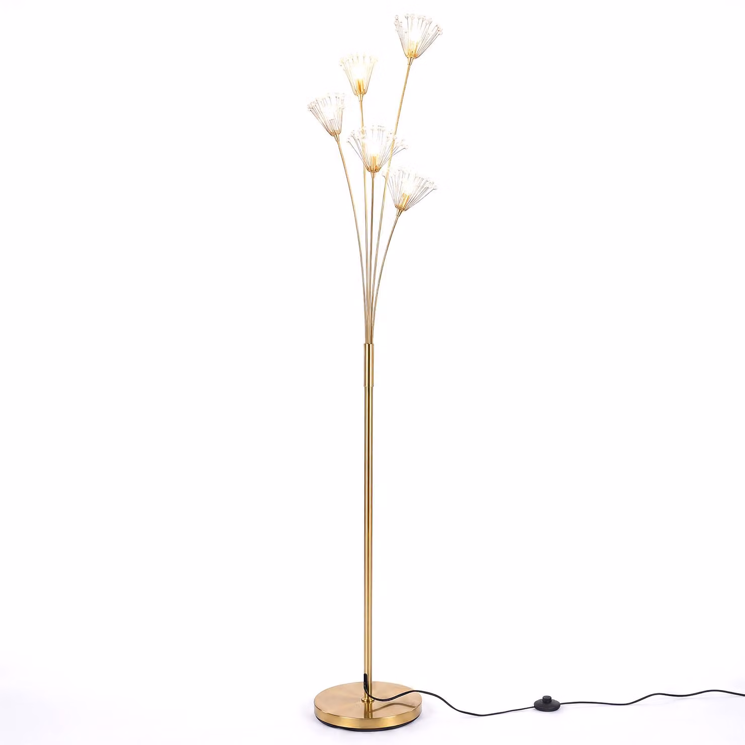 Lampada da terra COSTWAY, altezza 180 cm, a forma di tarassaco, con struttura in metallo e interruttore a pedale, lampada da terra decorativa, lampada da terra moderna, lampada da terra con luce direzionabile