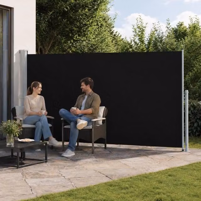 Extendable Side Awning 200x500 Cm Black