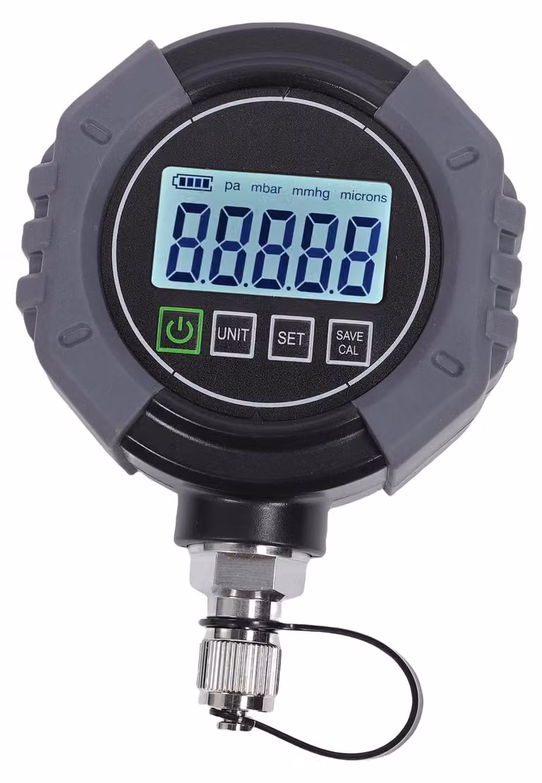 Manometro digitale, range 0-75.000 μm, attacco 7/16 20UNF, pressione massima 14 PSI, per sistemi HVAC