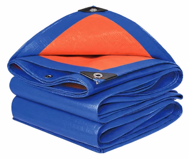 Telo protettivo 160g/m², 4x4 metri, telo multifunzione in PE, resistente ai raggi UV, resistente alle intemperie, colore blu-arancione