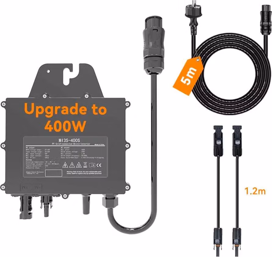 Microinverter, potenza in uscita 800 W, connettività Wi-Fi, inverter da 400 W, CA 230 V, CC 26-60 V