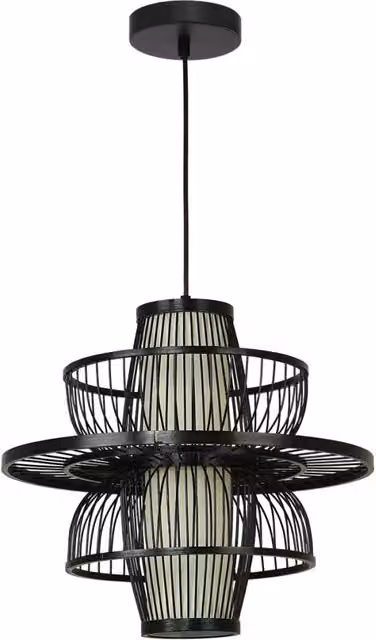 Lampada sospesa Japandi rattan nero E27 Astra LightPrestige