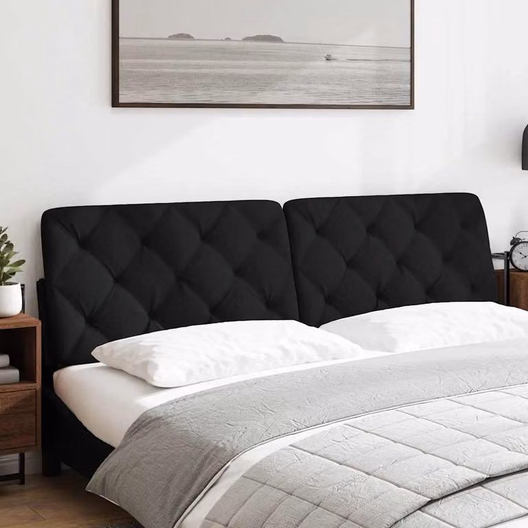 vidaXL Cuscino Testiera Nero 180 cm in Tessuto