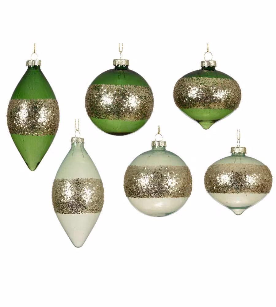 Decoris Palline di Vetro Multicolore con Decorazione Argentata - 8cm