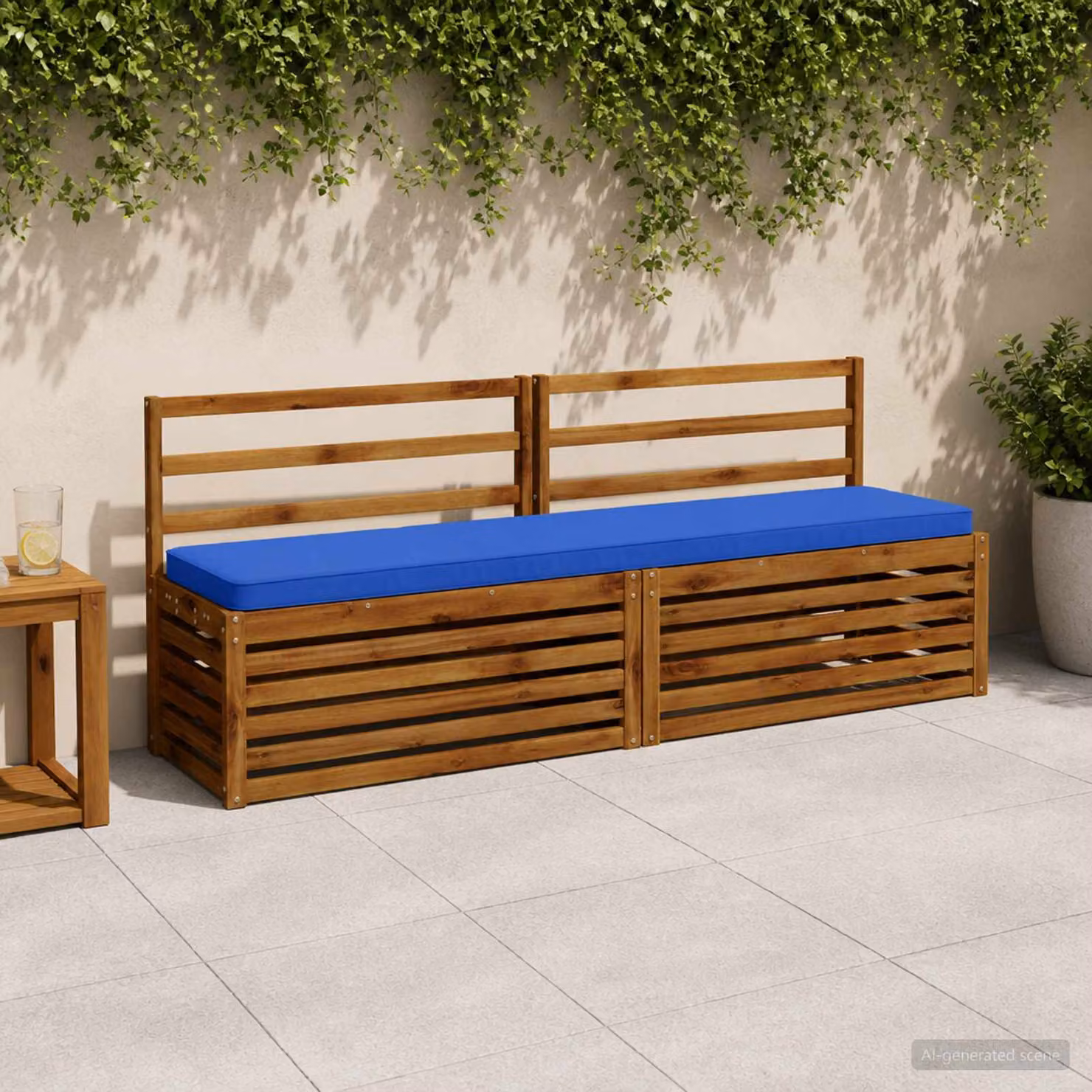 Set di 2 cuscini per panchina vidaXL VUGHT blu in poliestere con rivestimento rimovibile e resistente ai raggi UV