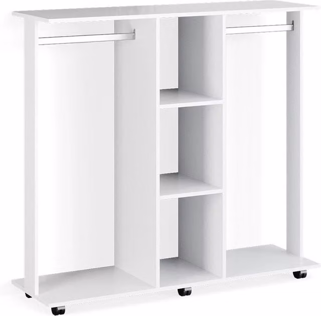 Armadio multifunzione Robbie Vicco Bianco con ripiani e appendiabiti L: 130 cm, P: 40 cm, H: 120 cm – 1
