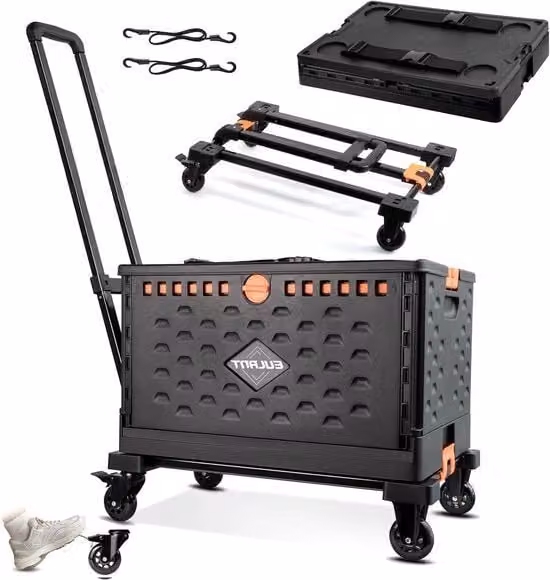 Carrello trasportabile pieghevole con maniglia di piegamento - 2-in-1 carrello di trasporto - 60L