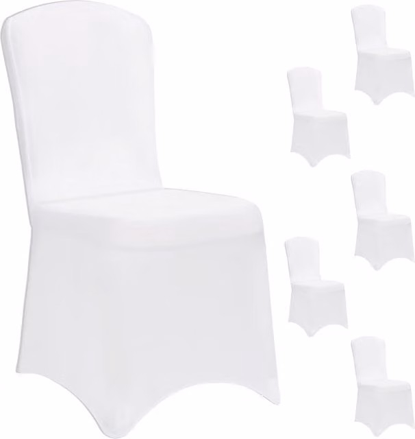 Set di 6 coprisedia bianchi elasticizzati in poliestere ed elastan con certificazione OEKO-TEX Standard 100 e antiscivolo – 1