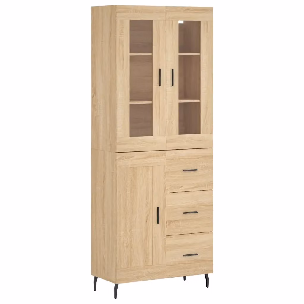 Credenza moderna vidaXL in legno e metallo, colore marrone e beige, L: 69,5 cm, P: 34 cm, H: 180 cm – 2