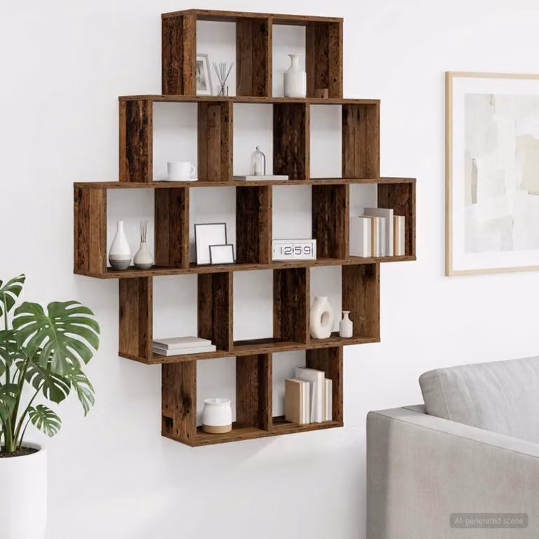 Scaffale da parete moderno vidaXL in legno color marrone L: 120 cm, P: 20 cm, H: 136 cm