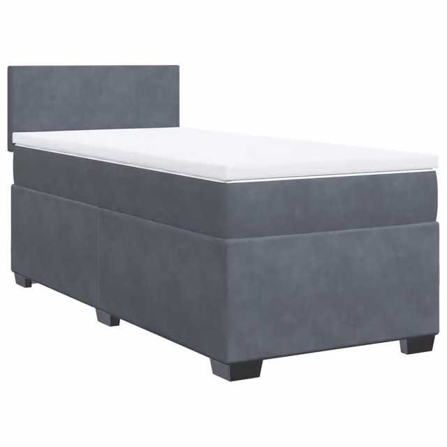 Letto singolo | Letto per adulti | Giroletto a Molle con Materasso Grigio Scuro 80x200 cm Velluto
