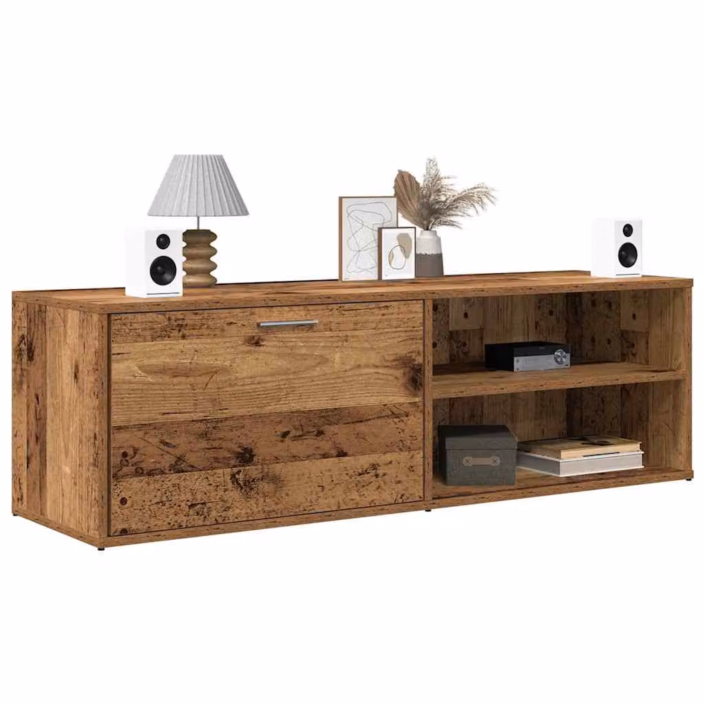 Mobile Porta TV vidaXL in Legno Antico Marrone con Ripiani per Media, L/P/H: 120 x 34 x 37 cm