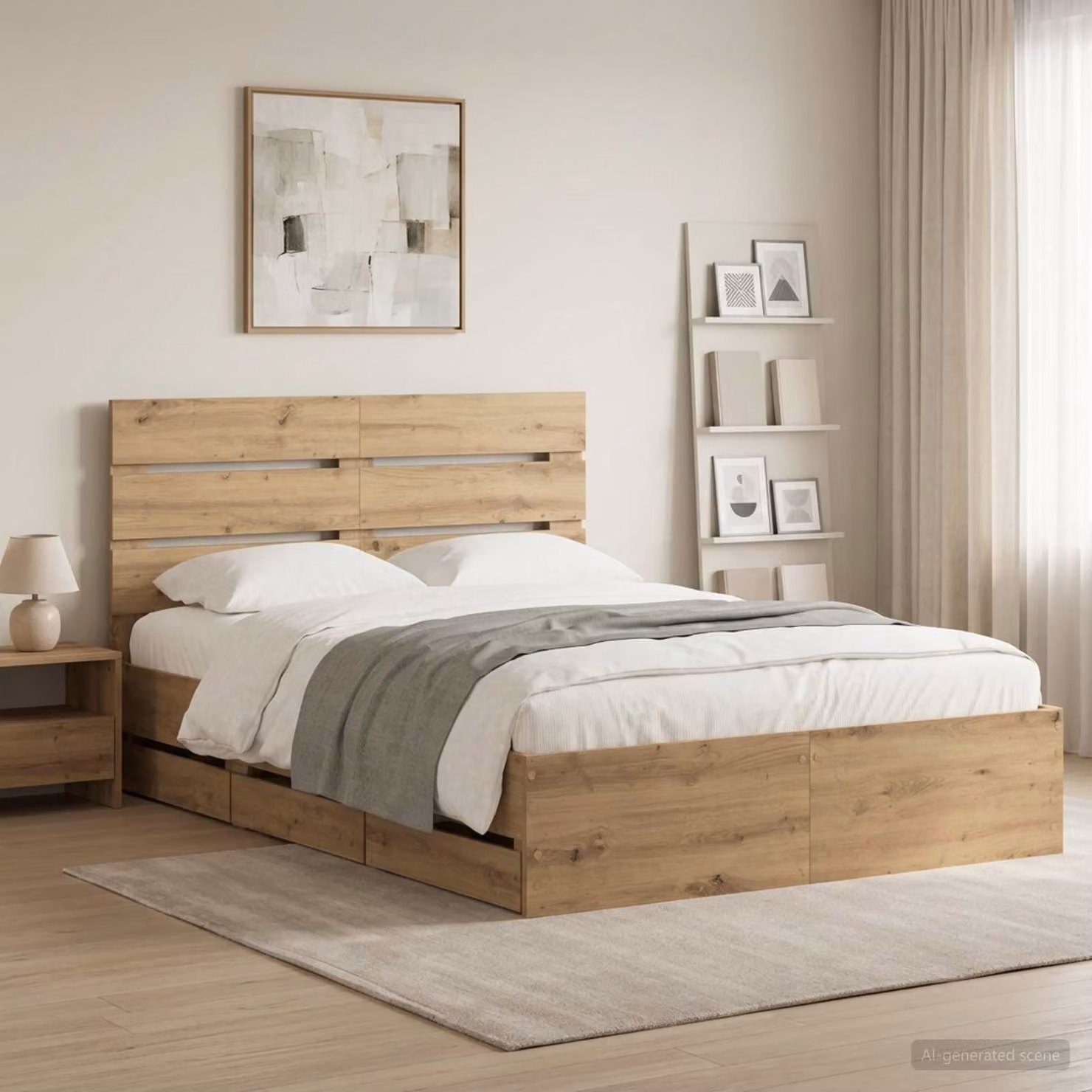 Letto con contenitore e testiera vidaXL in legno rovere artigianale marrone L/P/H: 160 x 200 cm