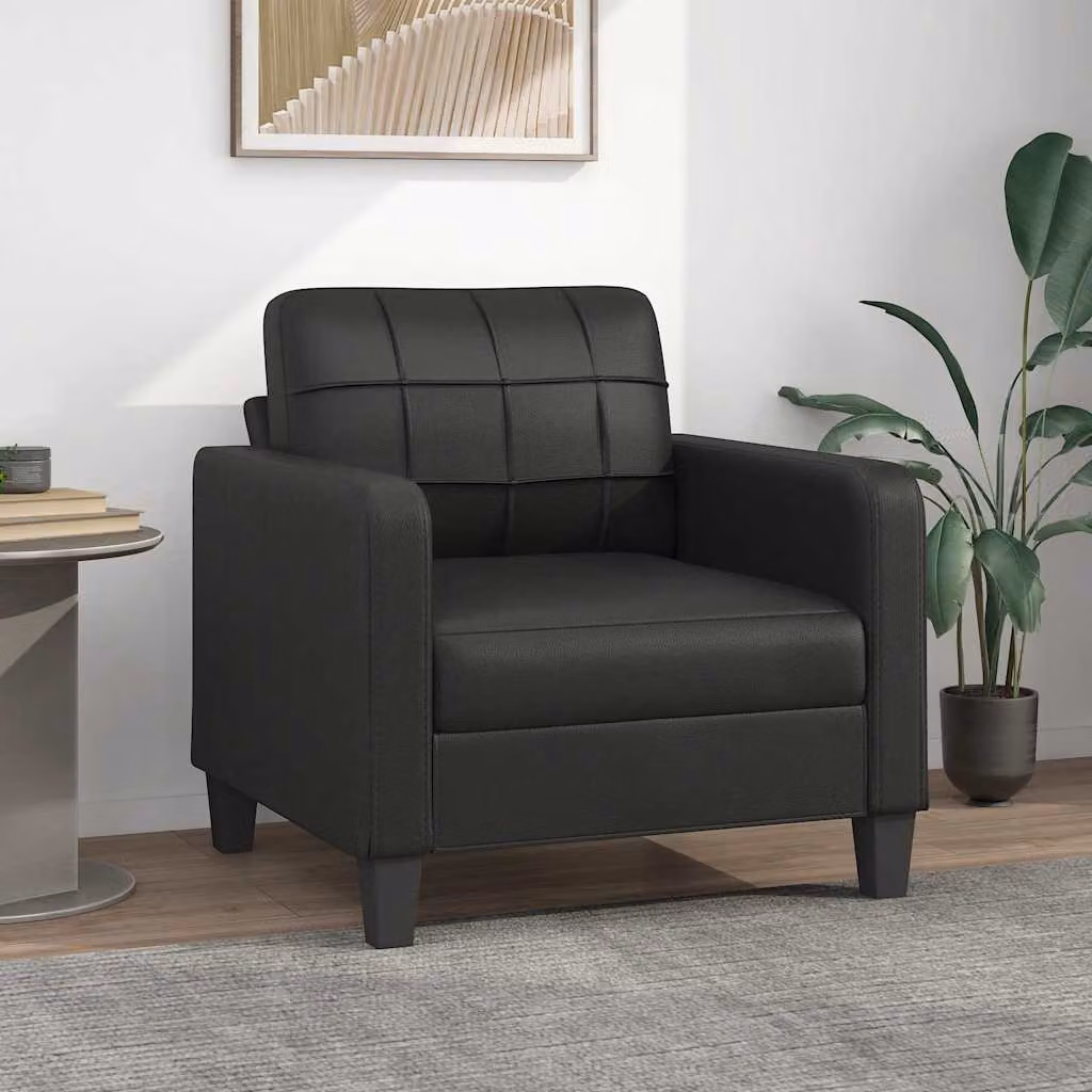Poltrona moderna vidaXL in similpelle nera con braccioli e struttura in metallo