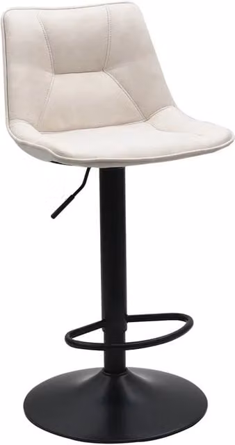 Sgabello Hawaii Lúzete con gamba nera e tessuto bianco invecchiato
