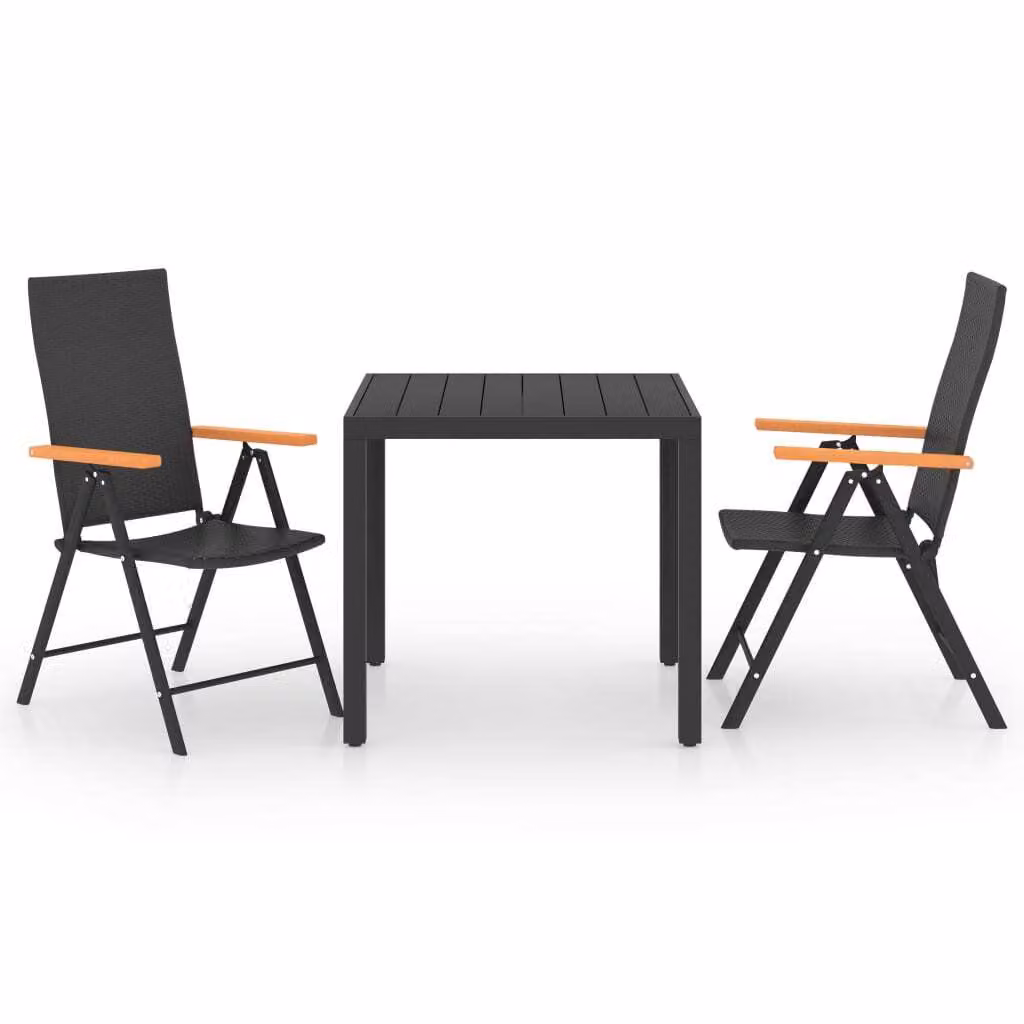 Set da Pranzo da Giardino 3 pz Nero e Marrone