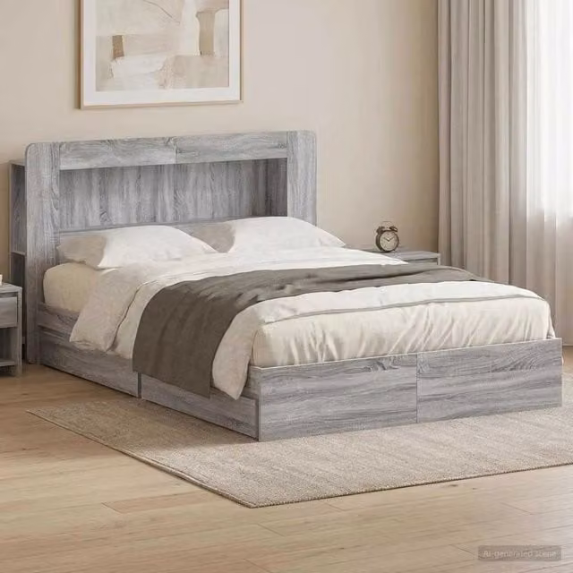Telaio del letto con storage Sonoma grigio 150 x 200 cm 3433674