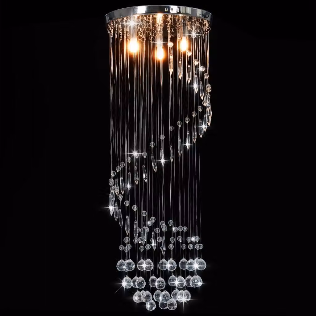 vidaXL Plafoniera con perle di cristallo argento a spirale G9