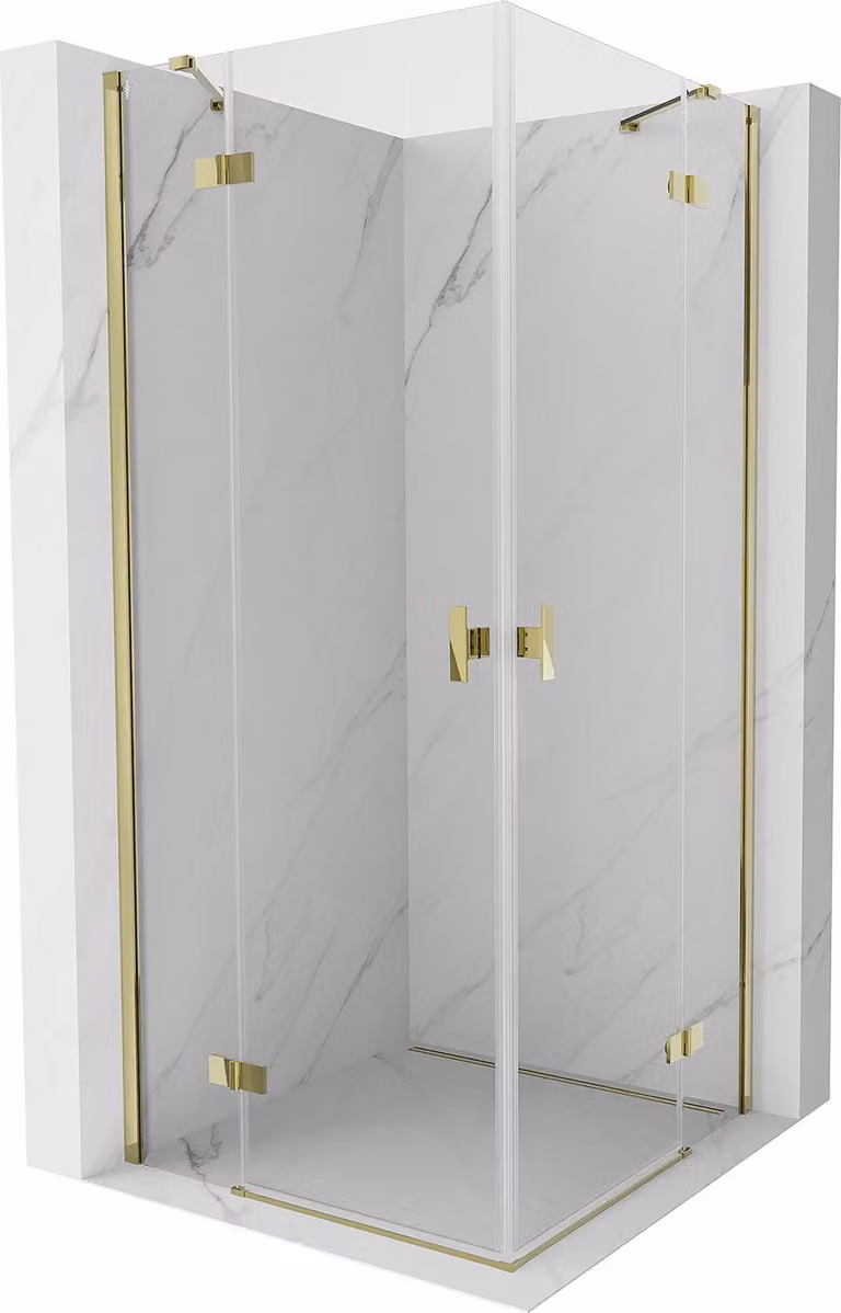 Mexen Mist-H Duo cabina doccia a battente 90 x 90 cm, trasparente, dorata - 8A5-090L-090P-50-00