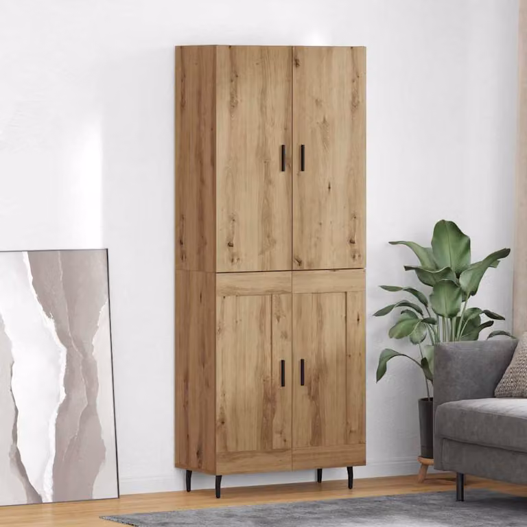 Set di 2 credenze vidaXL in rovere marrone con ante a battente e ripiani interni, stile moderno, L: 69,5 cm, P: 34 cm, H: 180 cm
