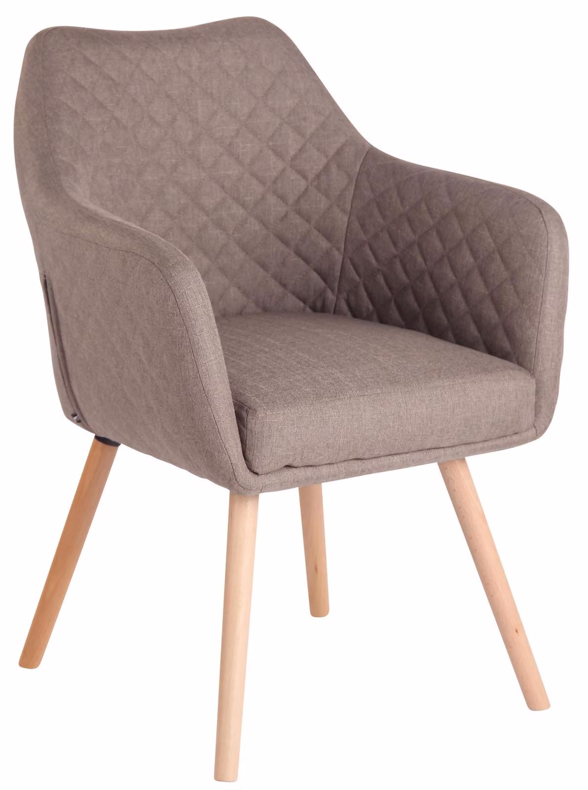 Sedia da pranzo CLP Gent con braccioli, poltrona con struttura in legno, sedia da cucina moderna con struttura color taupe e finitura naturale