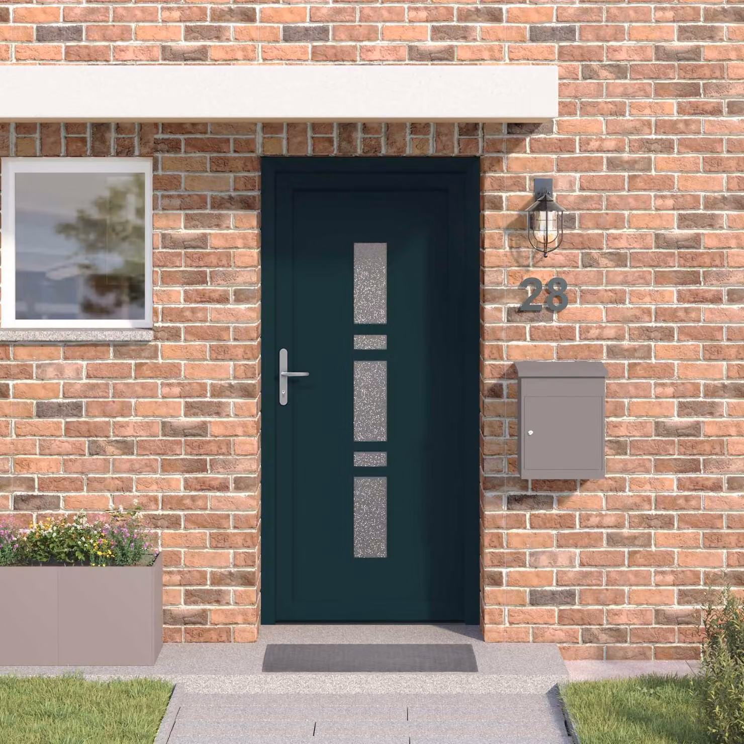 Porta d'ingresso in PVC, colore antracite, dimensioni 98 x 200 cm