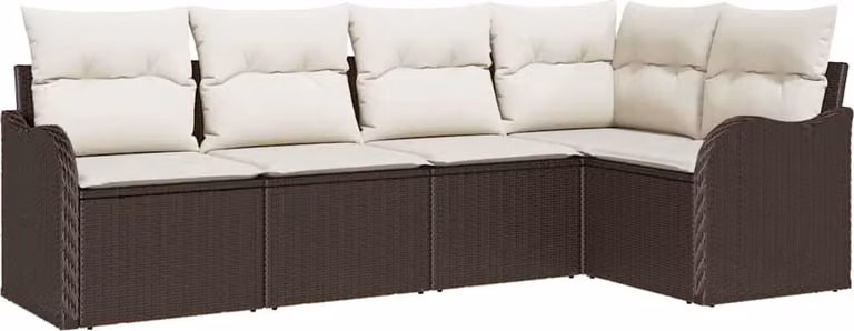 Set Divano da Giardino 5 pcs Marrone polyrattan
