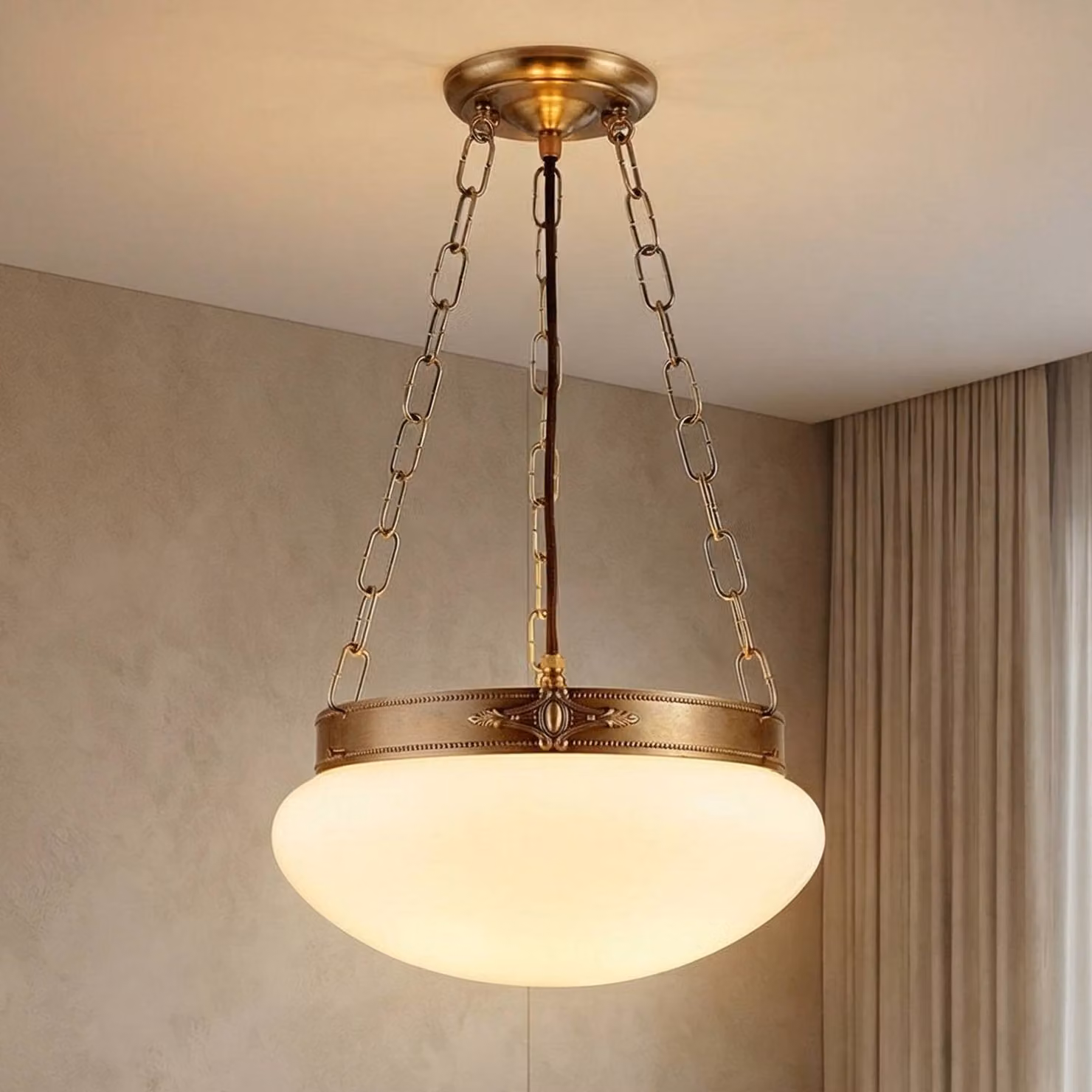 Berliner Messinglampen Lampada a sospensione VERNE, dimmerabile, Ottone / Oro, Soggiorno / Sala da pranzo, Ottone, Lampada a sospensione
