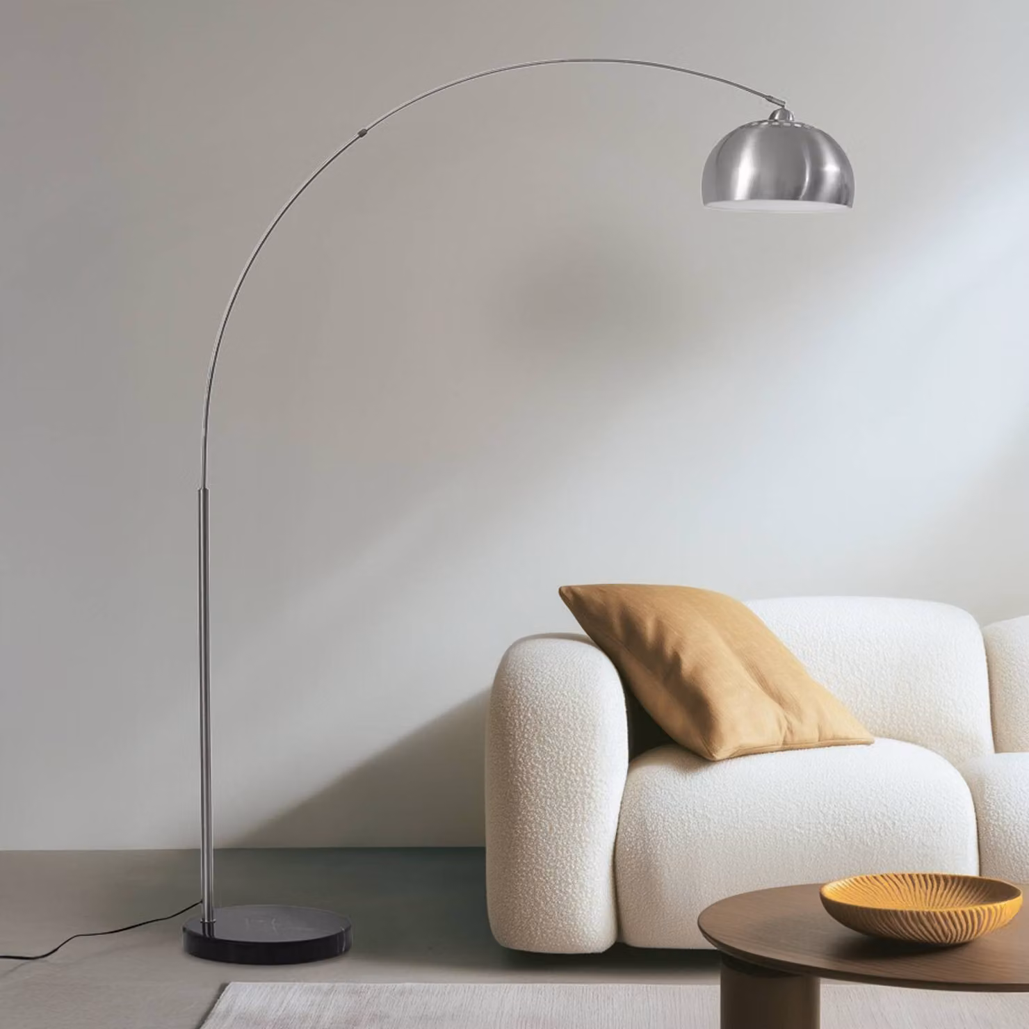 Lampada ad arco Hernando Lindby, Alluminio / Grigio / Zincato, Soggiorno / Sala da pranzo, Metallo, Moderno, Lampada da terra