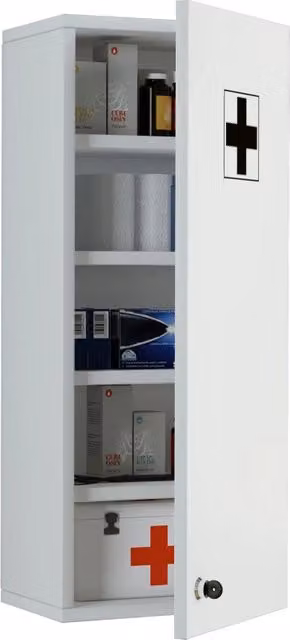 Armadietto Medicinali Medibox Ezooza Bianco con Serratura e Ripiani Interni L: 29 cm, P: 20 cm, H: 70 cm – 1