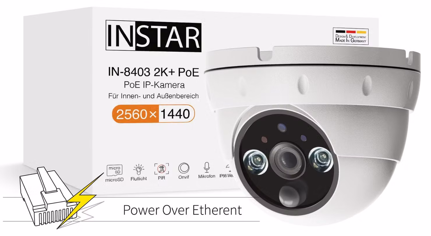 Telecamera IP di sicurezza IN-8403, 2K+, con alimentazione PoE, risoluzione 2560 x 1440 pixel