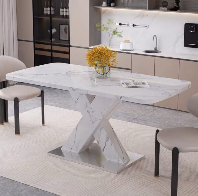 Tavolo da pranzo allungabile 120-160x80 cm bianco MDF e acciaio