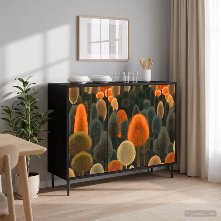 Credenza moderna vidaXL ZAANDAM in rovere nero e multicolore, L: 102 cm, P: 33 cm, H: 76 cm