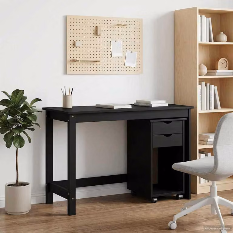 Maison Exclusive - Set di due scrivanie con cassetti, colore nero, legno di pino massello