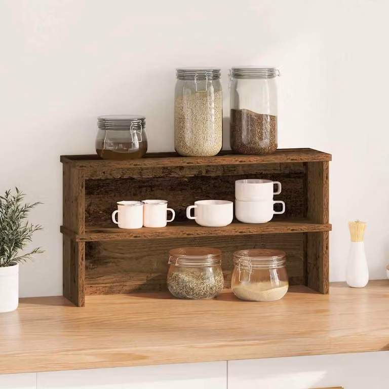 vidaXL Scaffali da Cucina Impilabili 2 pz Legno Vecchio 60x15x16 cm