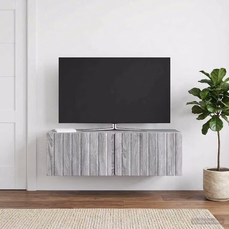 vidaXL Mobile Porta TV da Muro Moderno in MDF Grigio L: 98 cm, P: 41 cm, H: 30 cm