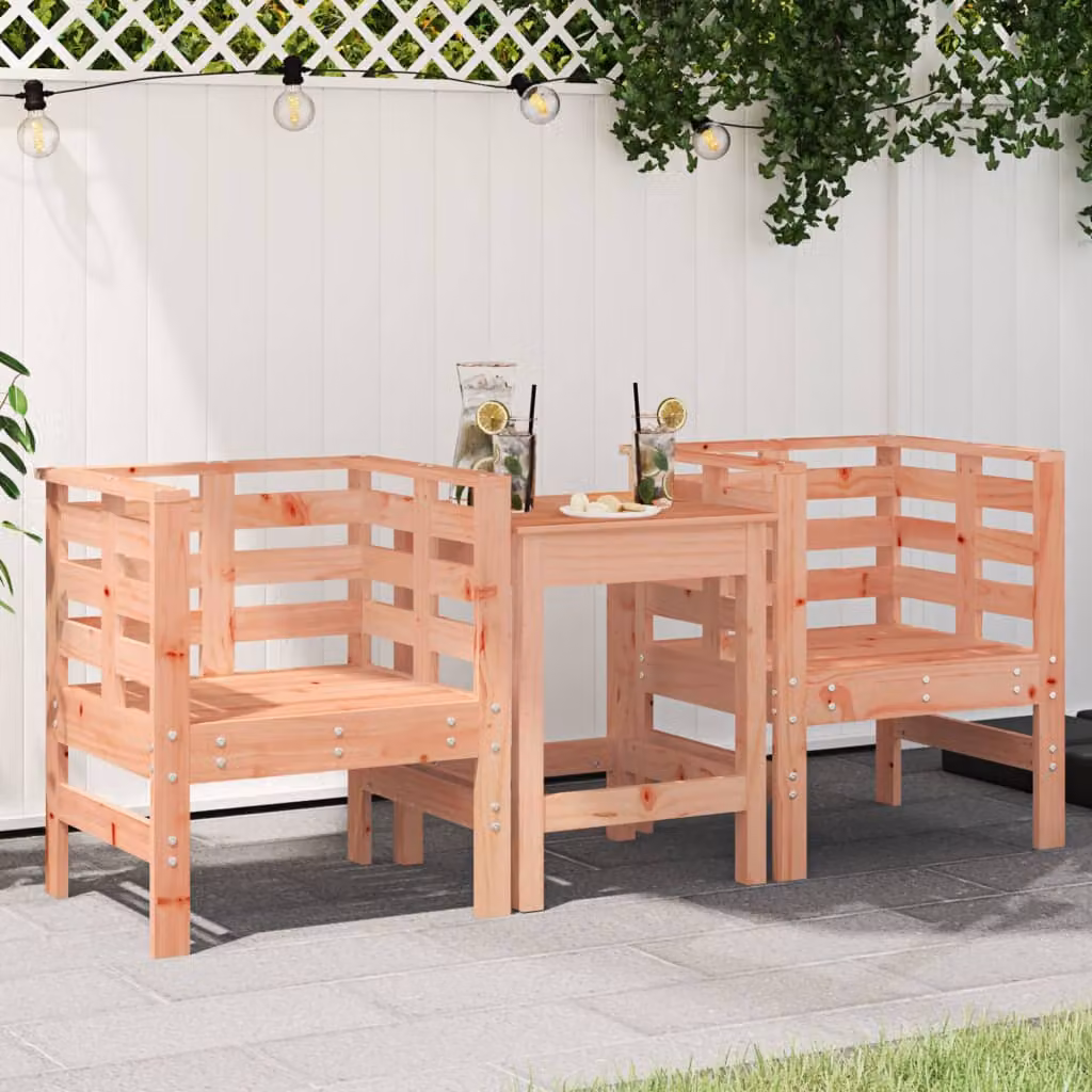 Set di 2 sedie da giardino vidaXL in legno di Douglas marrone con braccioli L/P/H: 61,5 x 53 x 71 cm