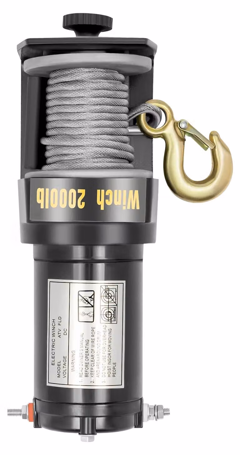 Verricelli elettrici - 12 V - 0,4 kW - Comando manuale - Cavo in acciaio - Motore in rame puro - Colore nero