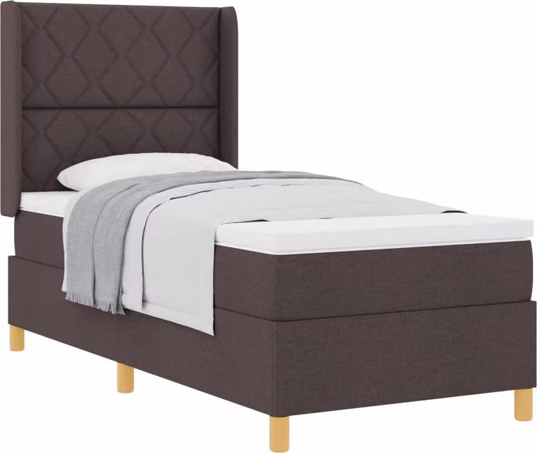 Letto a molle con materasso Marrone Scuro 100 x 200 cm Tessuto