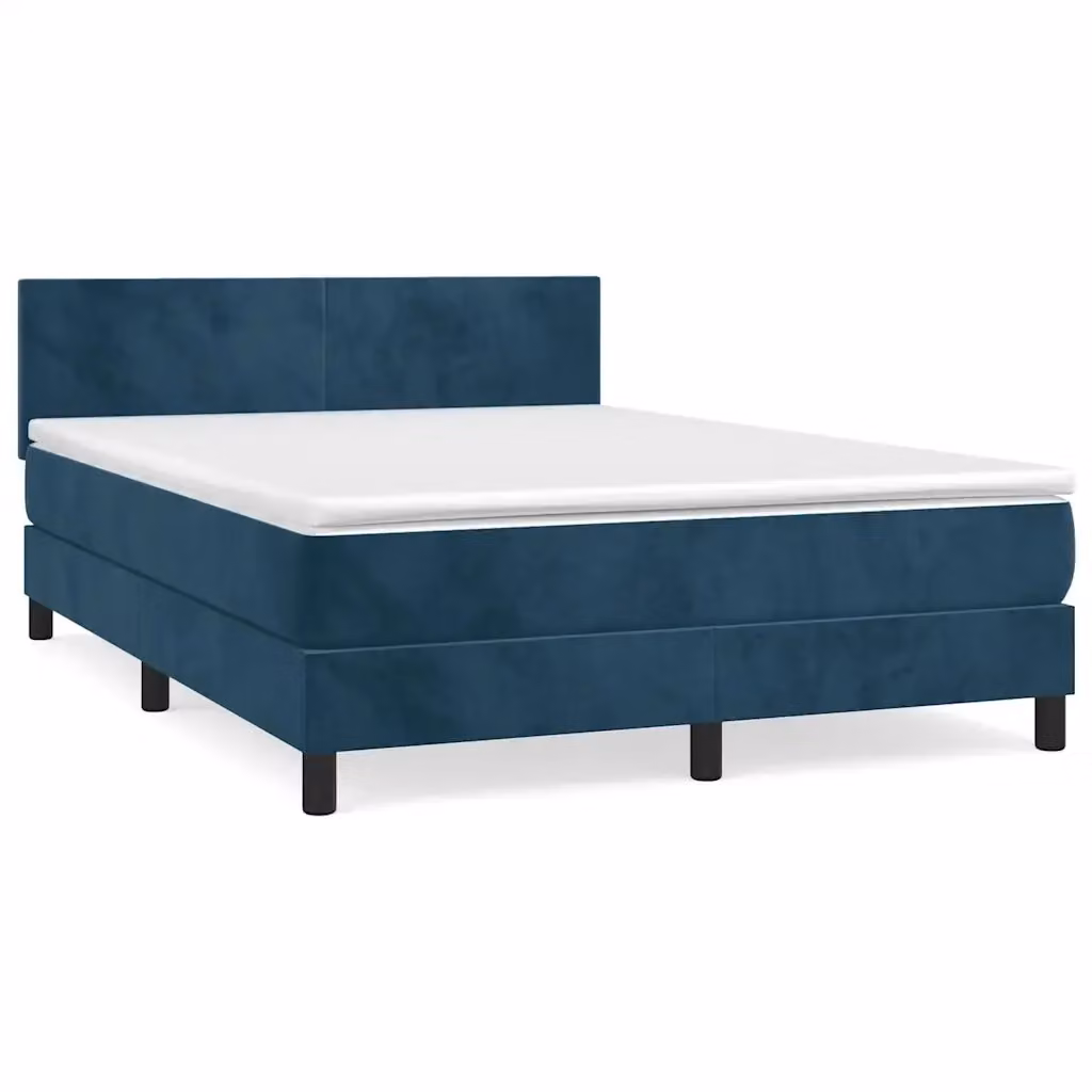 Letto Ibrido con Giroletto a Molle e Materasso vidaXL in Velluto Blu e Bianco L/P/H: 193 x 144 x 78 cm – 2